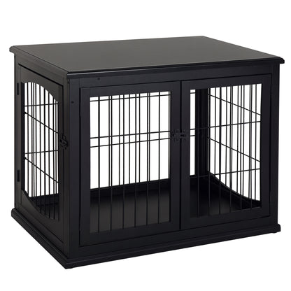 Home Dog Crate, Dog House with 2 Entrances, Lockable Dog Crate, Dog House for Small Dogs, Black, 58.5 x 81 x 66 cm