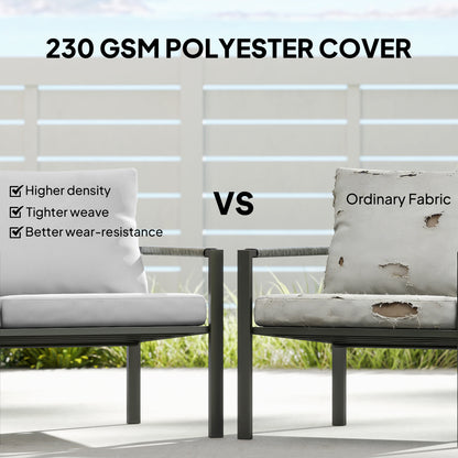 5-Piece Weather-Resistant Patio Set for 4 — 2-Seater Sofa, 2 Armchairs with Cushions, 2 Side Tables, Light Gray