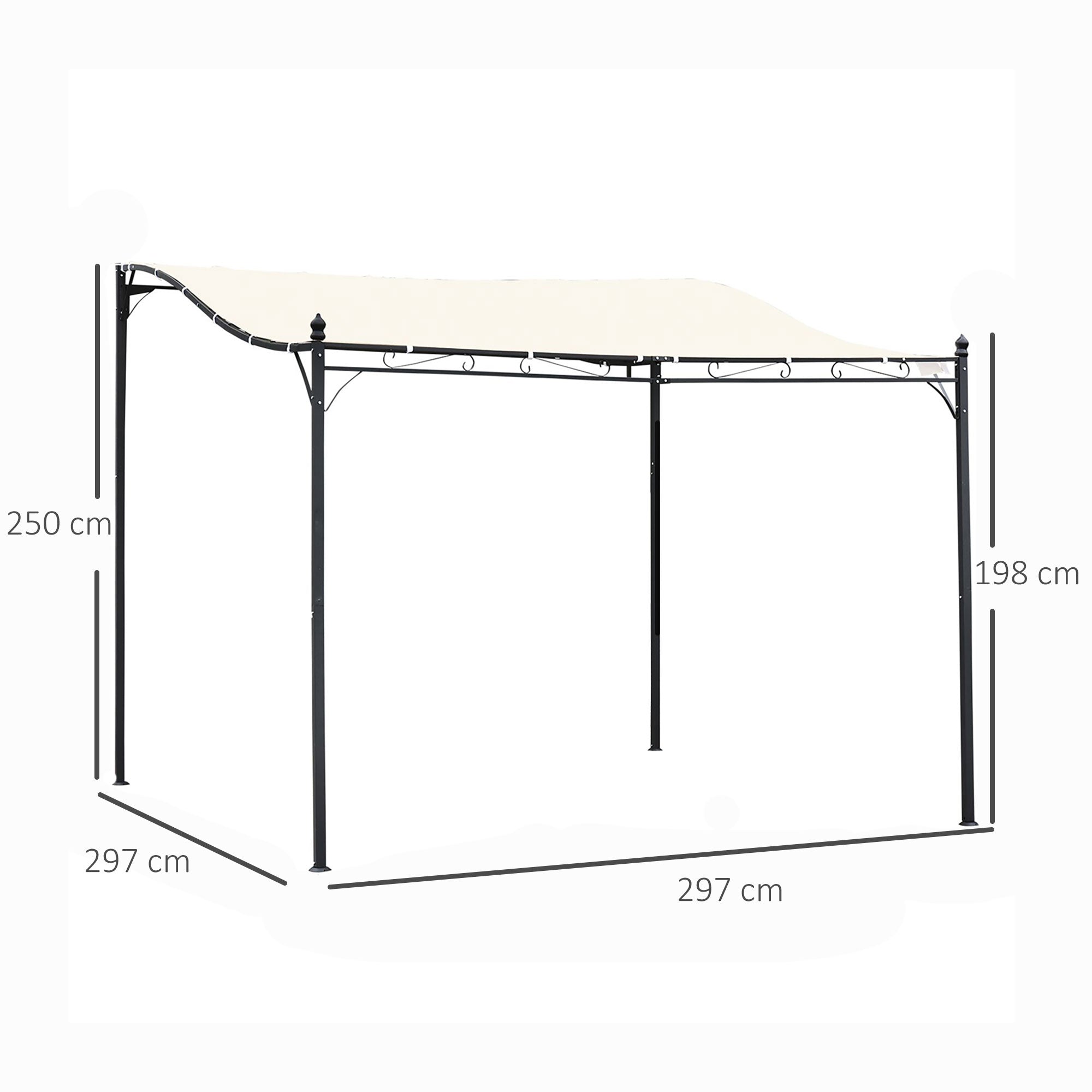 Pergola Garden Pavilion Canopy Tent Metal Cream 297x297cm