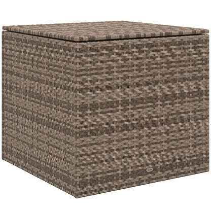 Synthetic Rattan Outdoor Chest 75x75x70 cm Storage Box with Hydraulic Rod and Steel Frame Load 50 kg Khaki