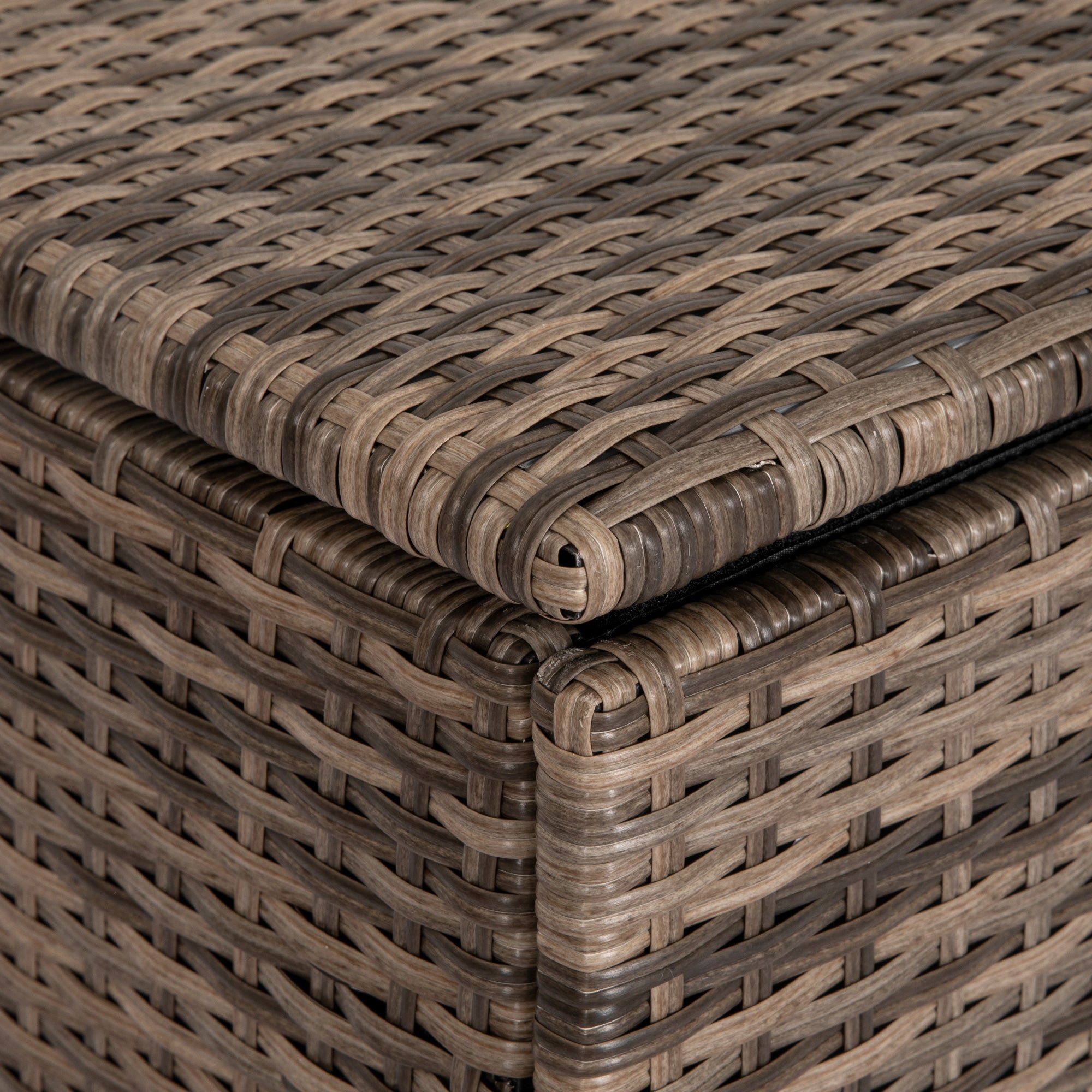 Synthetic Rattan Outdoor Chest 75x75x70 cm Storage Box with Hydraulic Rod and Steel Frame Load 50 kg Khaki
