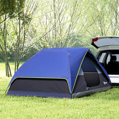 2-4 Person Camping Tent, Waterproof Family Dome Tent, with Window, 2 Pockets, Power Port, Carry Bag for Picnic, Hiking, Trekking, Camping, Dark Blue