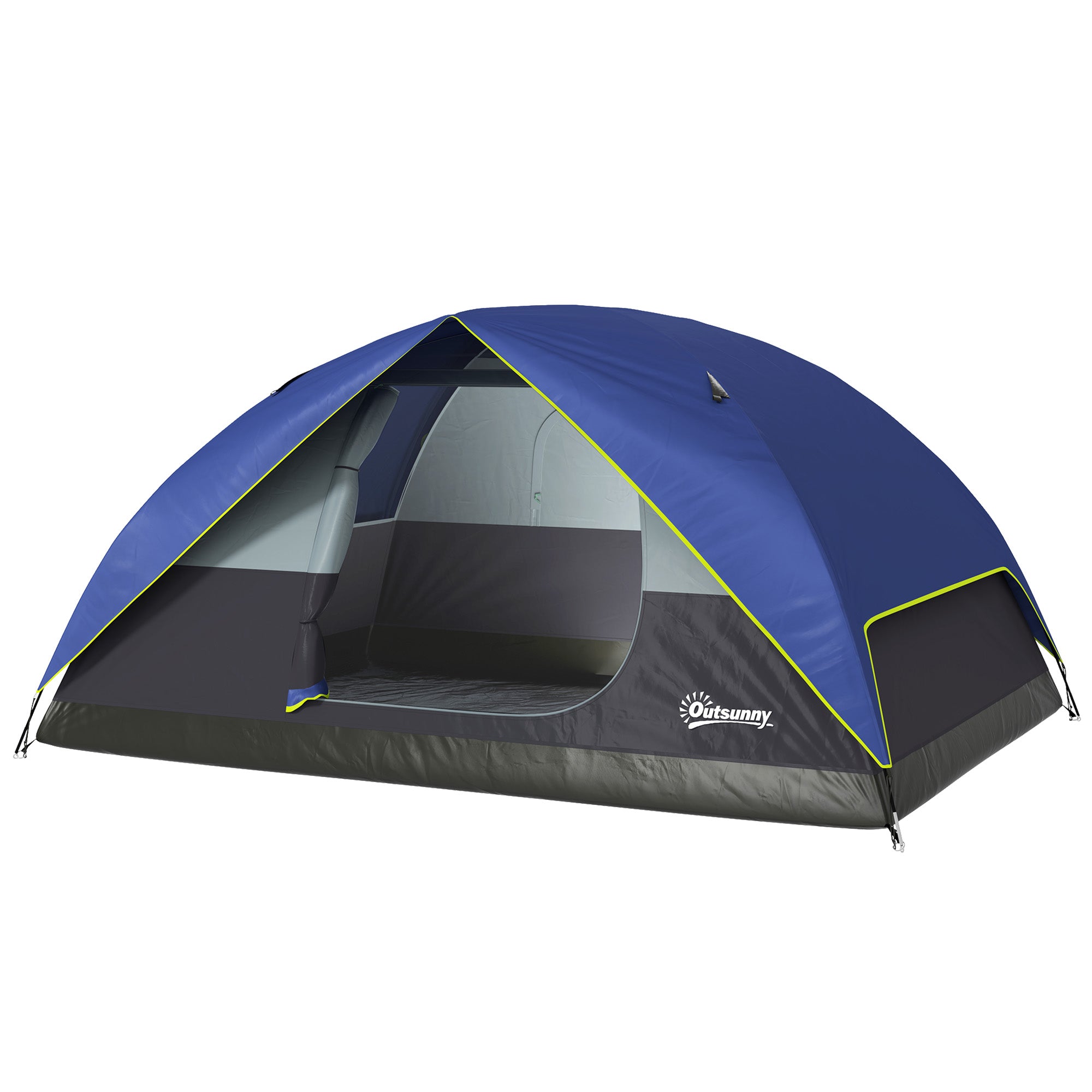 2-4 Person Camping Tent, Waterproof Family Dome Tent, with Window, 2 Pockets, Power Port, Carry Bag for Picnic, Hiking, Trekking, Camping, Dark Blue