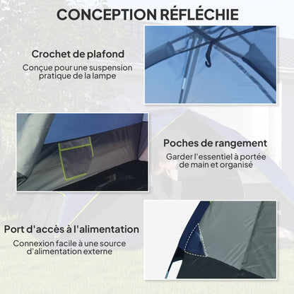 2-4 Person Camping Tent, Waterproof Family Dome Tent, with Window, 2 Pockets, Power Port, Carry Bag for Picnic, Hiking, Trekking, Camping, Dark Blue