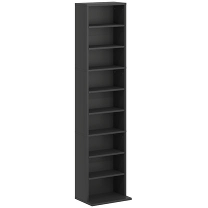 9-Shelf Bookcase for 260 CDs with Modern Design, Chipboard CD Rack, 33x24x140 cm, in Black