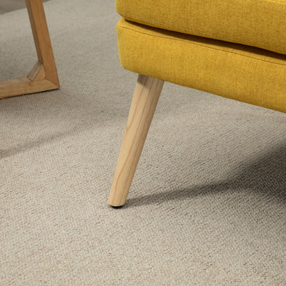 Chair Lounge Chair with Linen Look, Armrest, Upholstered Recliner with Wooden Legs, for Living Room, Bedroom, Yellow