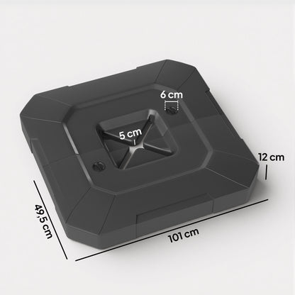 2-Piece Fillable Umbrella Base Weights for Cantilever Umbrella — Weatherproof HDPE, Up to 176/231 lb (water/sand mix), Black