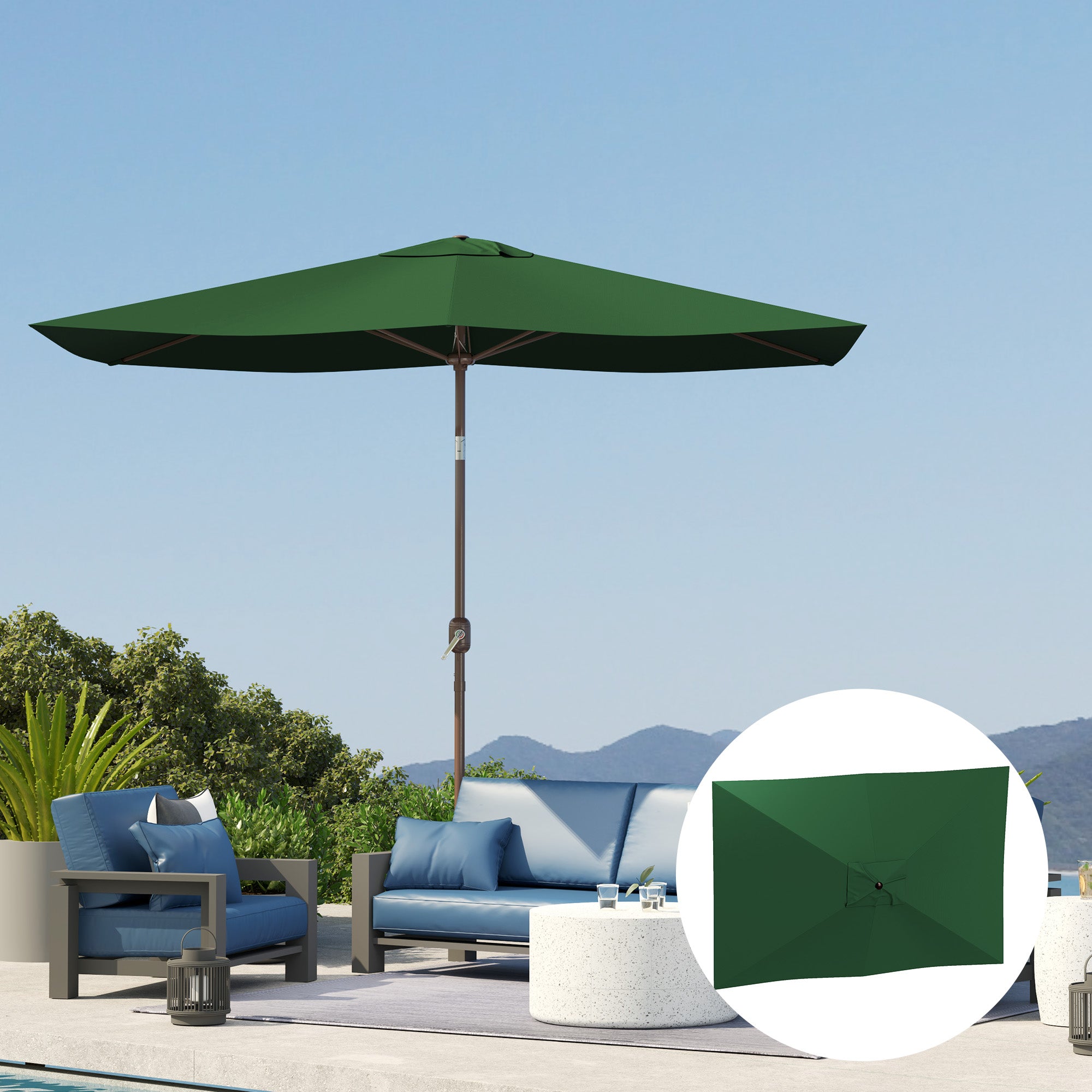 Replacement Canopy for Rectangular 3x2m Umbrellas with Ventilated Top, Sunshade Canopy Made of 180 g/m² Polyester, UV 50+ Protection, Green
