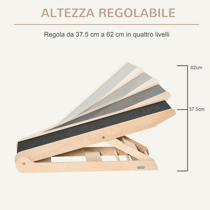 Foldable Non-Slip Dog Ramp with Adjustable Height from 37.5 to 62cm, for Pets up to 15kg