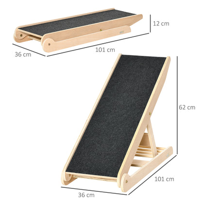 Foldable Non-Slip Dog Ramp with Adjustable Height from 37.5 to 62cm, for Pets up to 15kg