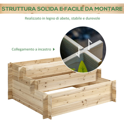3-Tier Wooden Garden Planter, Raised Outdoor Planter Bed for Flowers, Vegetables, and Herbs, 120x100x54cm