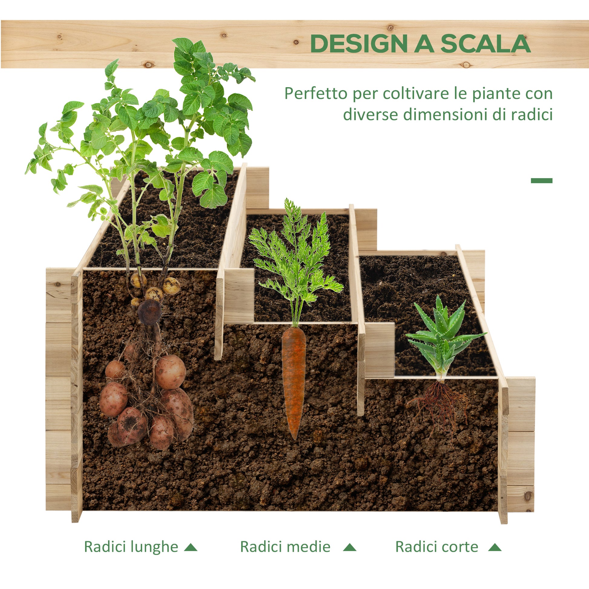 3-Tier Wooden Garden Planter, Raised Outdoor Planter Bed for Flowers, Vegetables, and Herbs, 120x100x54cm