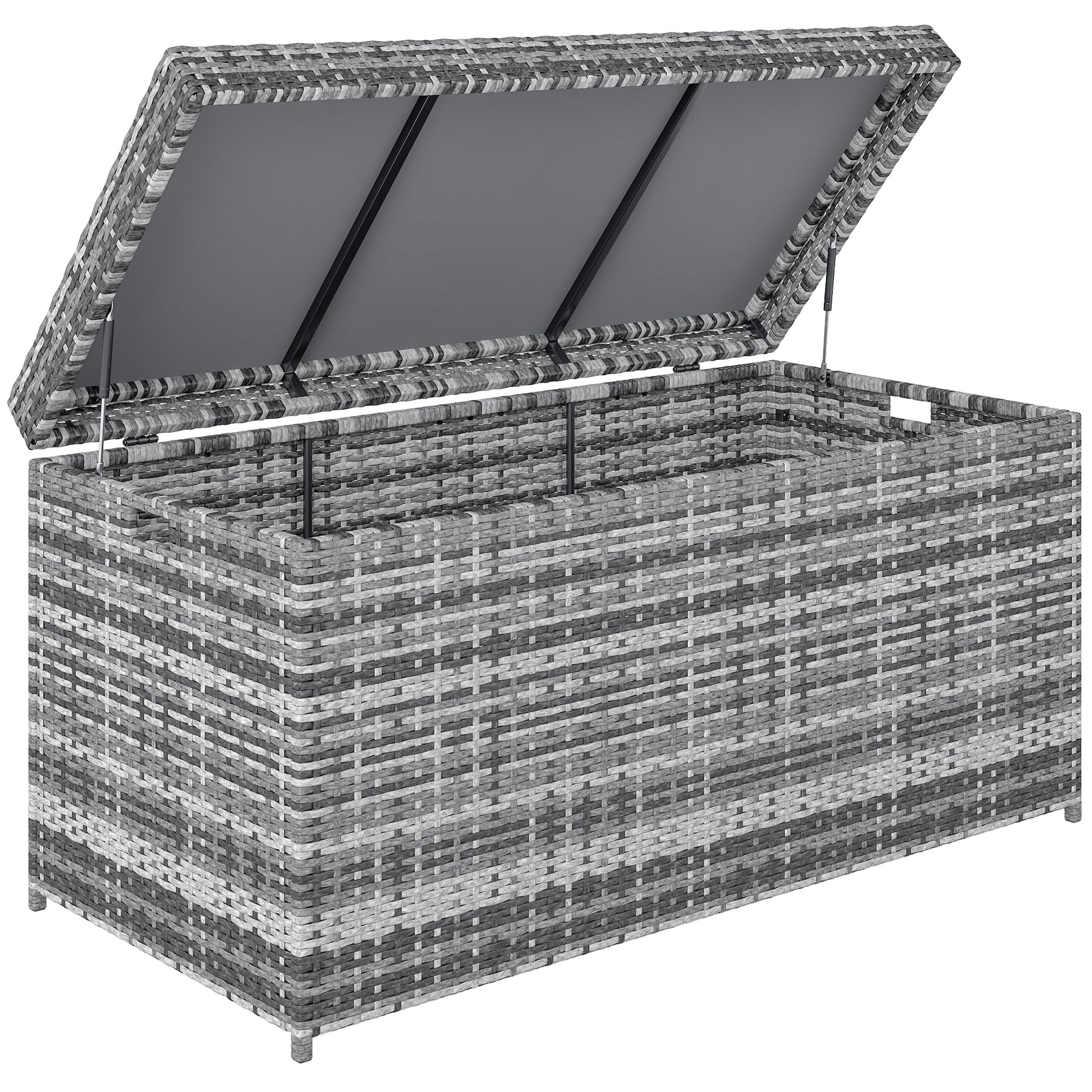 Rattan Cushion Box 380L Weatherproof Storage Box with Lid Built-in Handle Storage UV-resistant Garden Box Side Table Garden Chest for Garden Balcony 130x61x65 cm Dark Gray