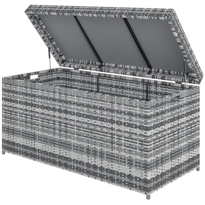 Rattan Cushion Box 380L Weatherproof Storage Box with Lid Built-in Handle Storage UV-resistant Garden Box Side Table Garden Chest for Garden Balcony 130x61x65 cm Dark Gray