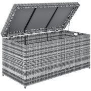Rattan Cushion Box 380L Weatherproof Storage Box with Lid Built-in Handle Storage UV-resistant Garden Box Side Table Garden Chest for Garden Balcony 130x61x65 cm Dark Gray
