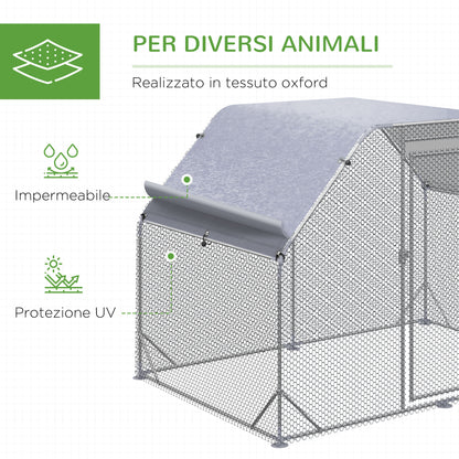 Chicken Coop with Cover, Steel Chicken Coop with Lock, 280x190x195 cm