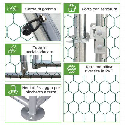 Chicken Coop with Cover, Steel Chicken Coop with Lock, 280x190x195 cm