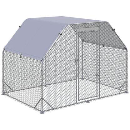 Chicken Coop with Cover, Steel Chicken Coop with Lock, 280x190x195 cm