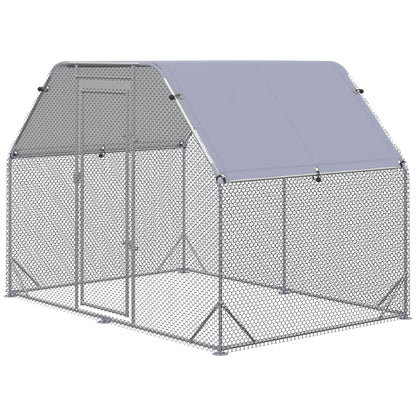 Chicken Coop with Cover, Steel Chicken Coop with Lock, 280x190x195 cm