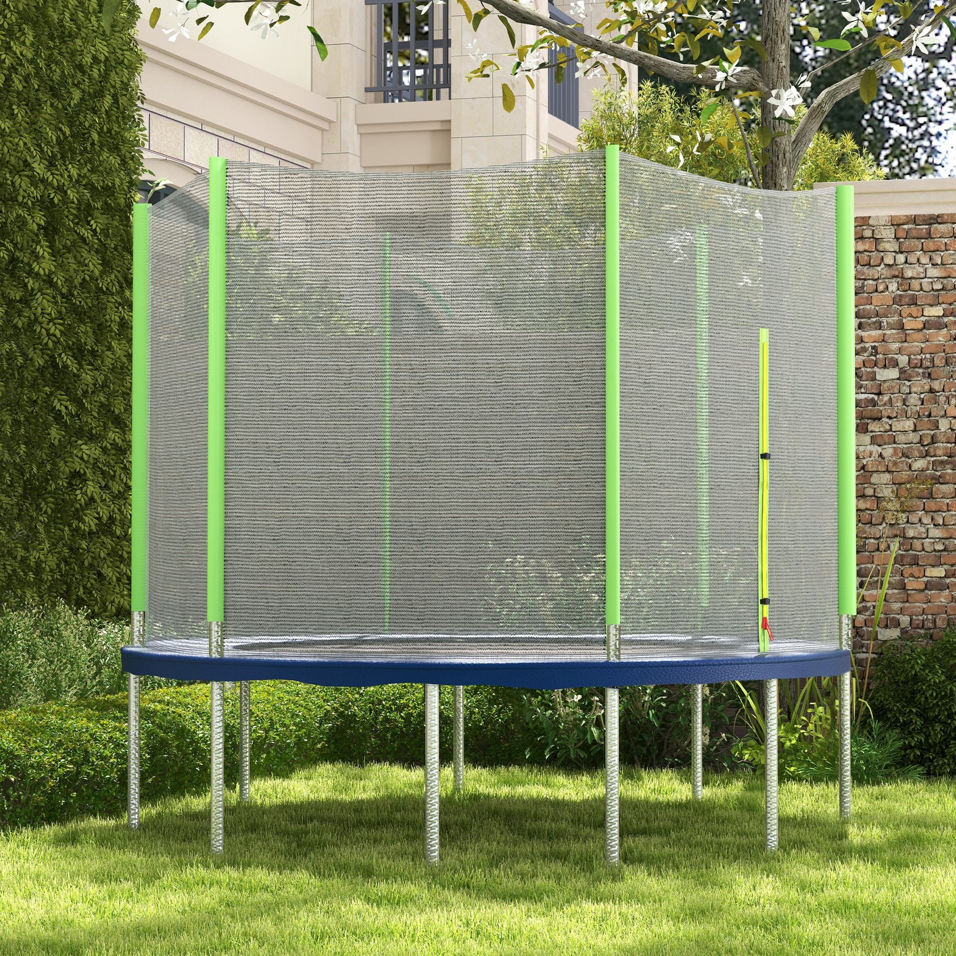SPORTNOW 305 cm Trampoline Safety Net Round Trampoline Net Outdoor Protective Net for 6 Straight Poles Green