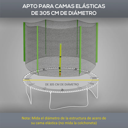 SPORTNOW 305 cm Trampoline Safety Net Round Trampoline Net Outdoor Protective Net for 6 Straight Poles Green