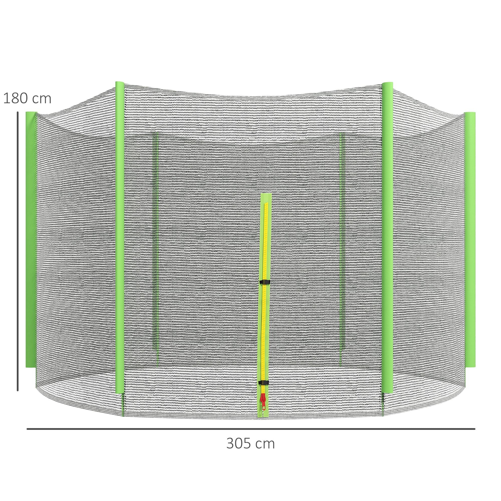 SPORTNOW 305 cm Trampoline Safety Net Round Trampoline Net Outdoor Protective Net for 6 Straight Poles Green
