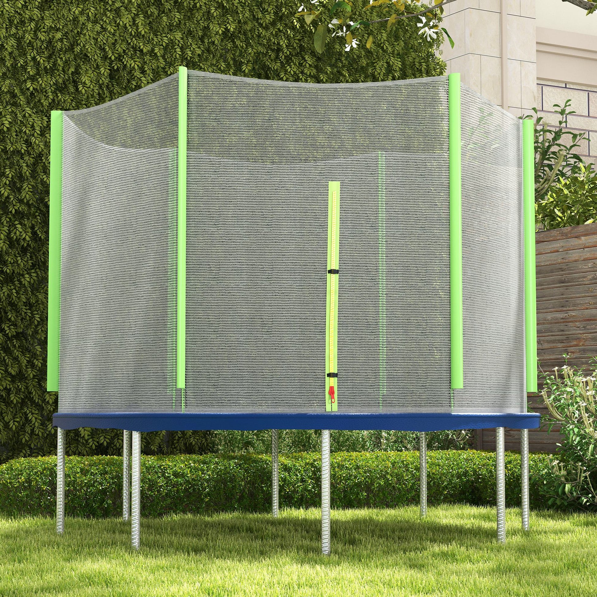 SPORTNOW 305 cm Trampoline Safety Net Round Trampoline Net Outdoor Protective Net for 6 Straight Poles Green