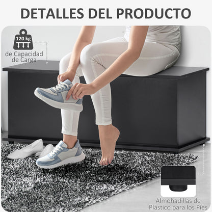 Wooden Storage Chest Storage Trunk with Lid Max Load 120 kg for Bedroom Living Room 100x40x40 cm Black