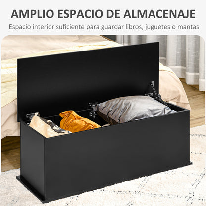 Wooden Storage Chest Storage Trunk with Lid Max Load 120 kg for Bedroom Living Room 100x40x40 cm Black