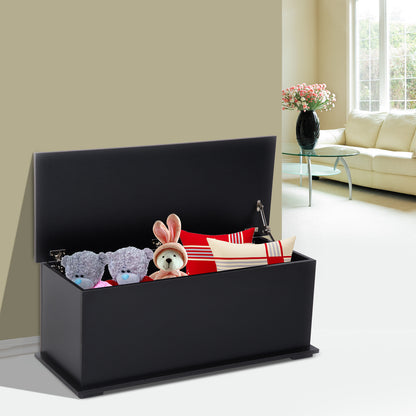 Wooden Storage Chest Storage Trunk with Lid Max Load 120 kg for Bedroom Living Room 100x40x40 cm Black
