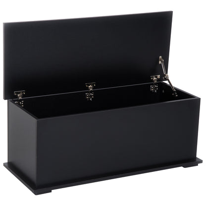 Wooden Storage Chest Storage Trunk with Lid Max Load 120 kg for Bedroom Living Room 100x40x40 cm Black