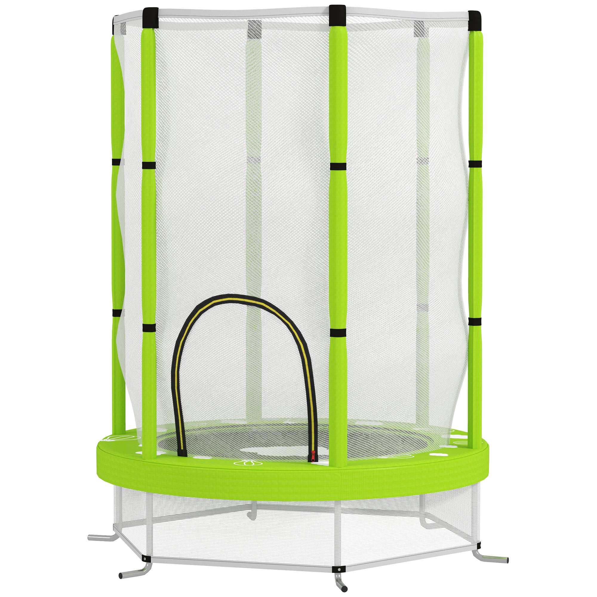 Kids Trampoline Ø140cm Outdoor Trampoline for Kids with Safety Net Zipper Bungee Cord Edge Cover, Garden Trampoline with Cloud Pattern, for Indoor and Outdoor