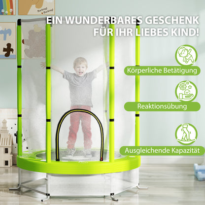 Kids Trampoline Ø140cm Outdoor Trampoline for Kids with Safety Net Zipper Bungee Cord Edge Cover, Garden Trampoline with Cloud Pattern, for Indoor and Outdoor