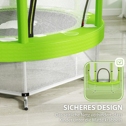 Kids Trampoline Ø140cm Outdoor Trampoline for Kids with Safety Net Zipper Bungee Cord Edge Cover, Garden Trampoline with Cloud Pattern, for Indoor and Outdoor