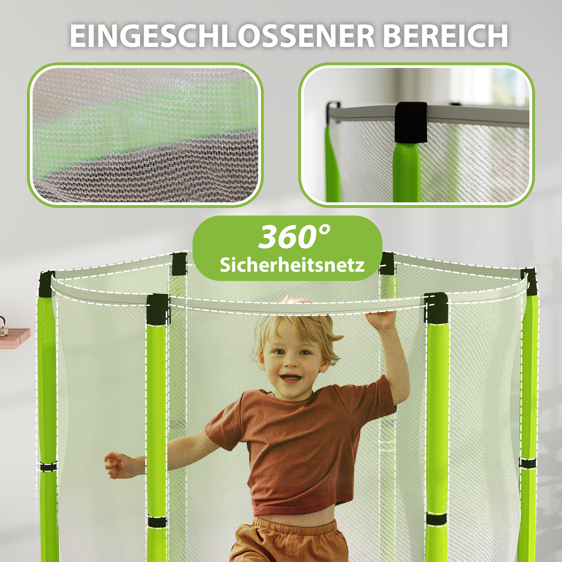 Kids Trampoline Ø140cm Outdoor Trampoline for Kids with Safety Net Zipper Bungee Cord Edge Cover, Garden Trampoline with Cloud Pattern, for Indoor and Outdoor