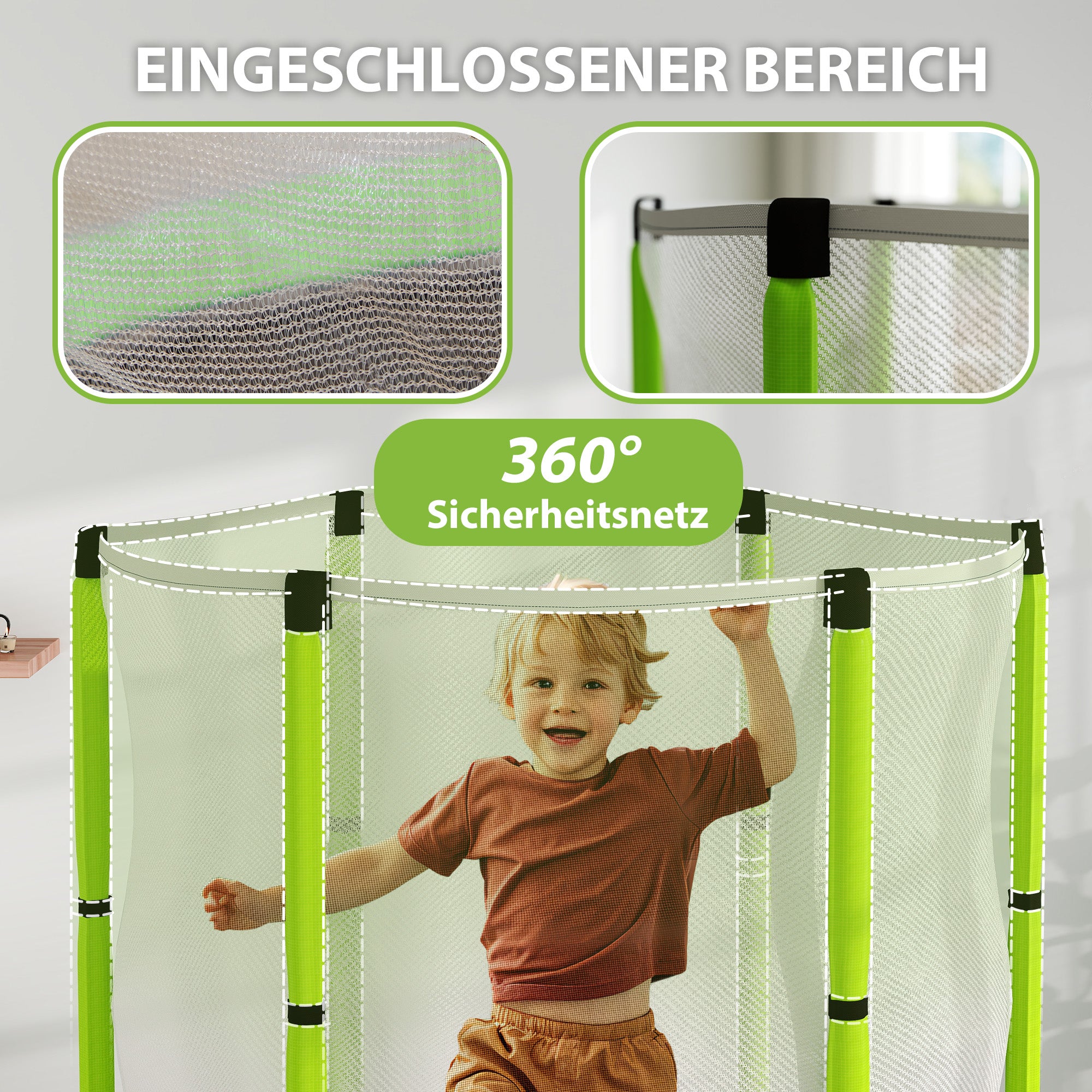 Kids Trampoline Ø140cm Outdoor Trampoline for Kids with Safety Net Zipper Bungee Cord Edge Cover, Garden Trampoline with Cloud Pattern, for Indoor and Outdoor