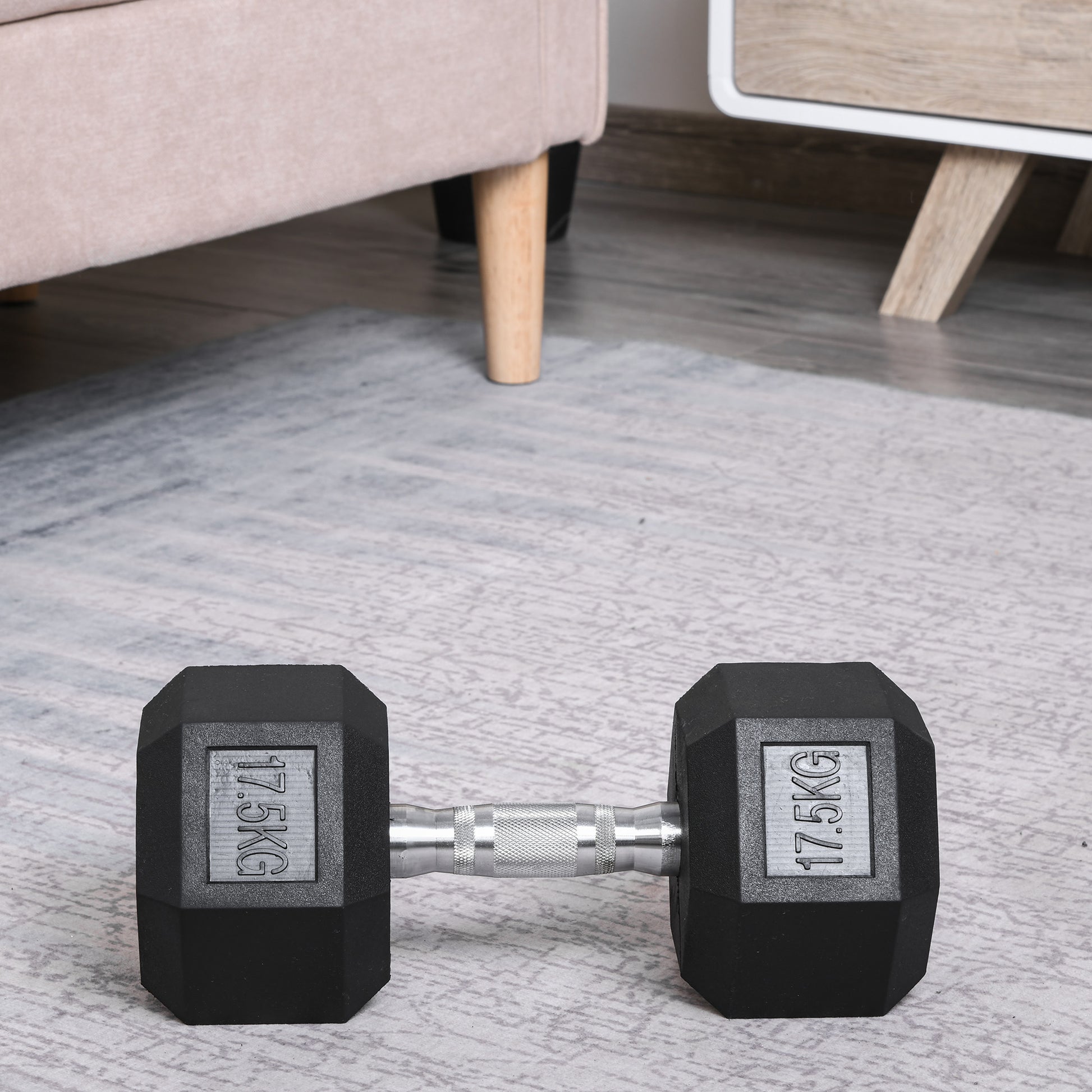 Dumbbells with knurled grip, Cast Iron Dumbbell, 1 x 17.5kg, Dumbbells for Men and Women, Dumbbell for Home, Gym, Strength Training