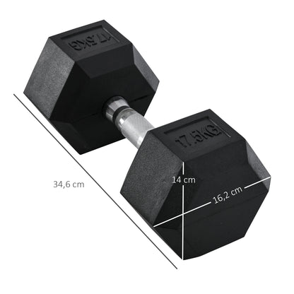 Dumbbells with knurled grip, Cast Iron Dumbbell, 1 x 17.5kg, Dumbbells for Men and Women, Dumbbell for Home, Gym, Strength Training