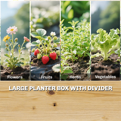 Raised Wooden Planter with 3 Trellises, Double Beds & Open Base — 240 x 125 x 102 cm (94.5" x 49.2" x 40.2") — Natural Pine