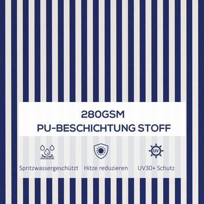 Retractable Patio Awning with Hand Crank, 400 x 300 cm, UV30+ Sun Awning Patio Awning with 45-85° Angle, Balcony Awnings with Waterproof Coating, Wall Mount, Blue+White