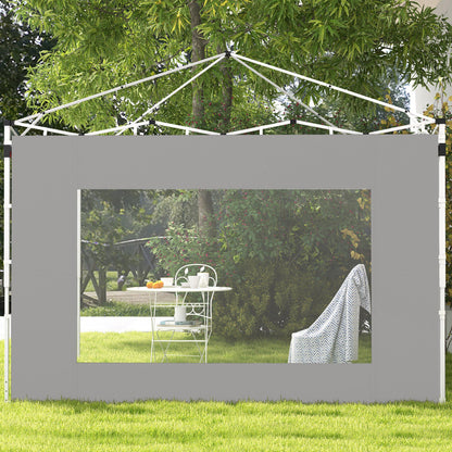 Set of 2 tent side panels, awning 295x195 cm, fabric replacement side walls for 6x3m or 3x3m gazebo, gray