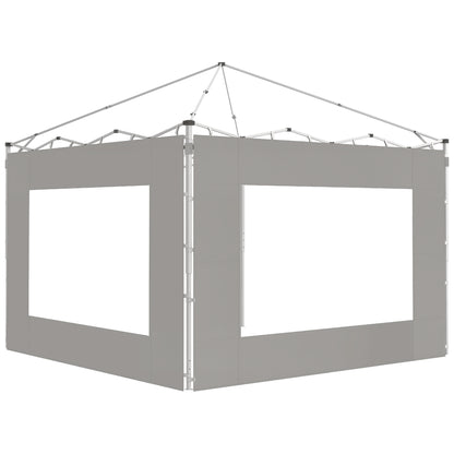 Set of 2 tent side panels, awning 295x195 cm, fabric replacement side walls for 6x3m or 3x3m gazebo, gray