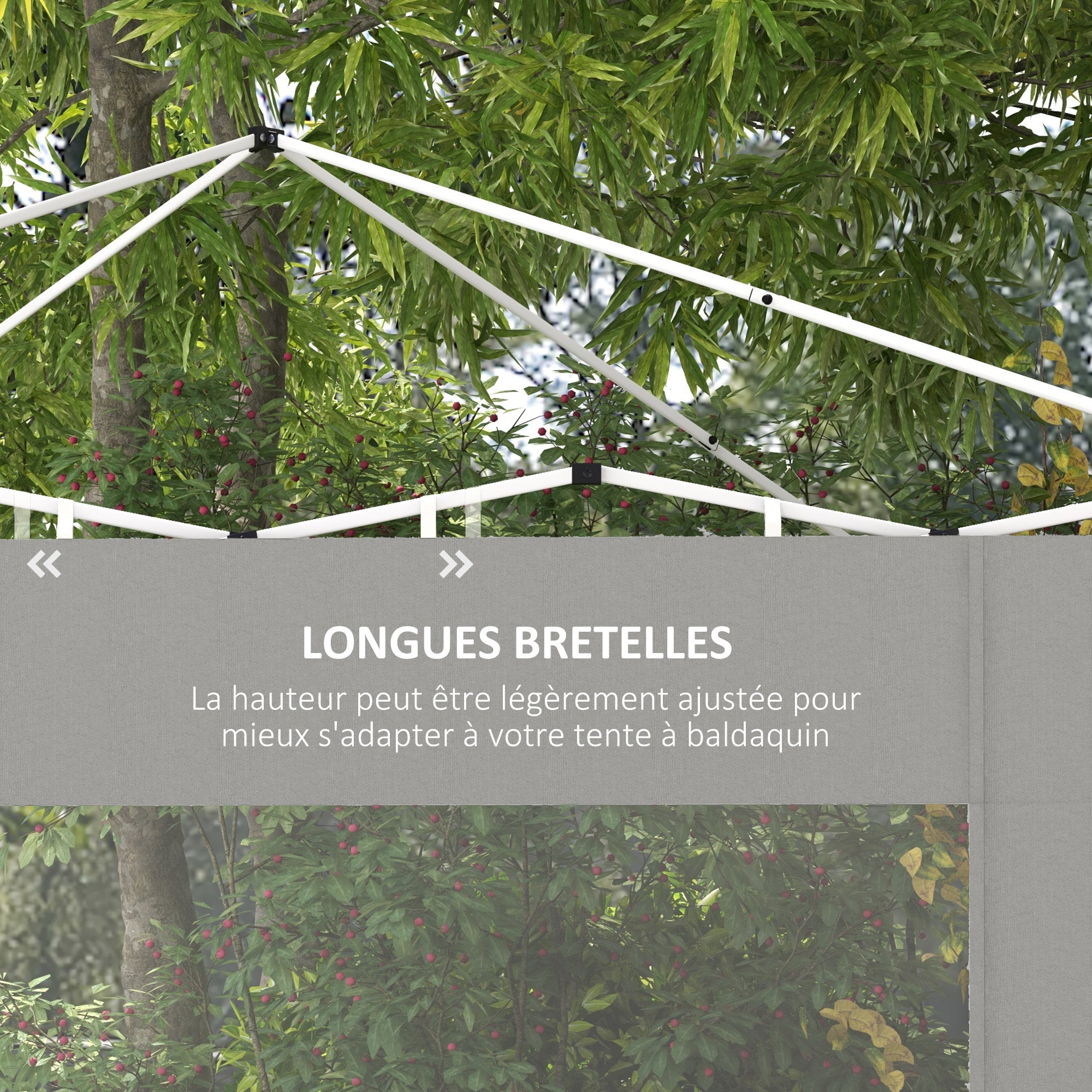 Set of 2 tent side panels, awning 295x195 cm, fabric replacement side walls for 6x3m or 3x3m gazebo, gray
