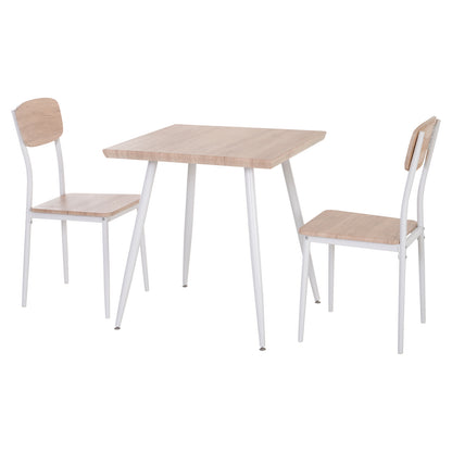 3-Piece Dining Set Dining Table with 2 Chairs Dining Group with Metal Frame Seating for Dining Room, Kitchen Natural + White