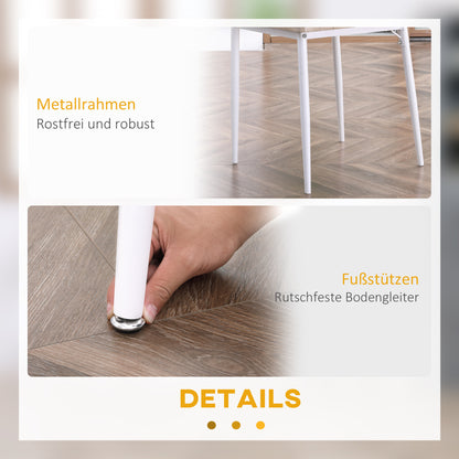 3-Piece Dining Set Dining Table with 2 Chairs Dining Group with Metal Frame Seating for Dining Room, Kitchen Natural + White