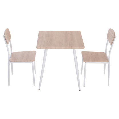 3-Piece Dining Set Dining Table with 2 Chairs Dining Group with Metal Frame Seating for Dining Room, Kitchen Natural + White