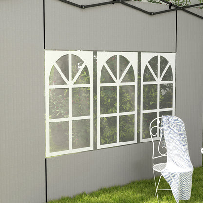 Side Walls for 3x3 m and 3x6 m Gazebo Set of 2 Walls with Windows 293x193 cm White