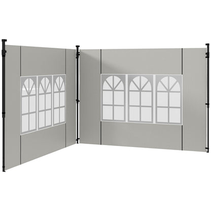 Side Walls for 3x3 m and 3x6 m Gazebo Set of 2 Walls with Windows 293x193 cm White
