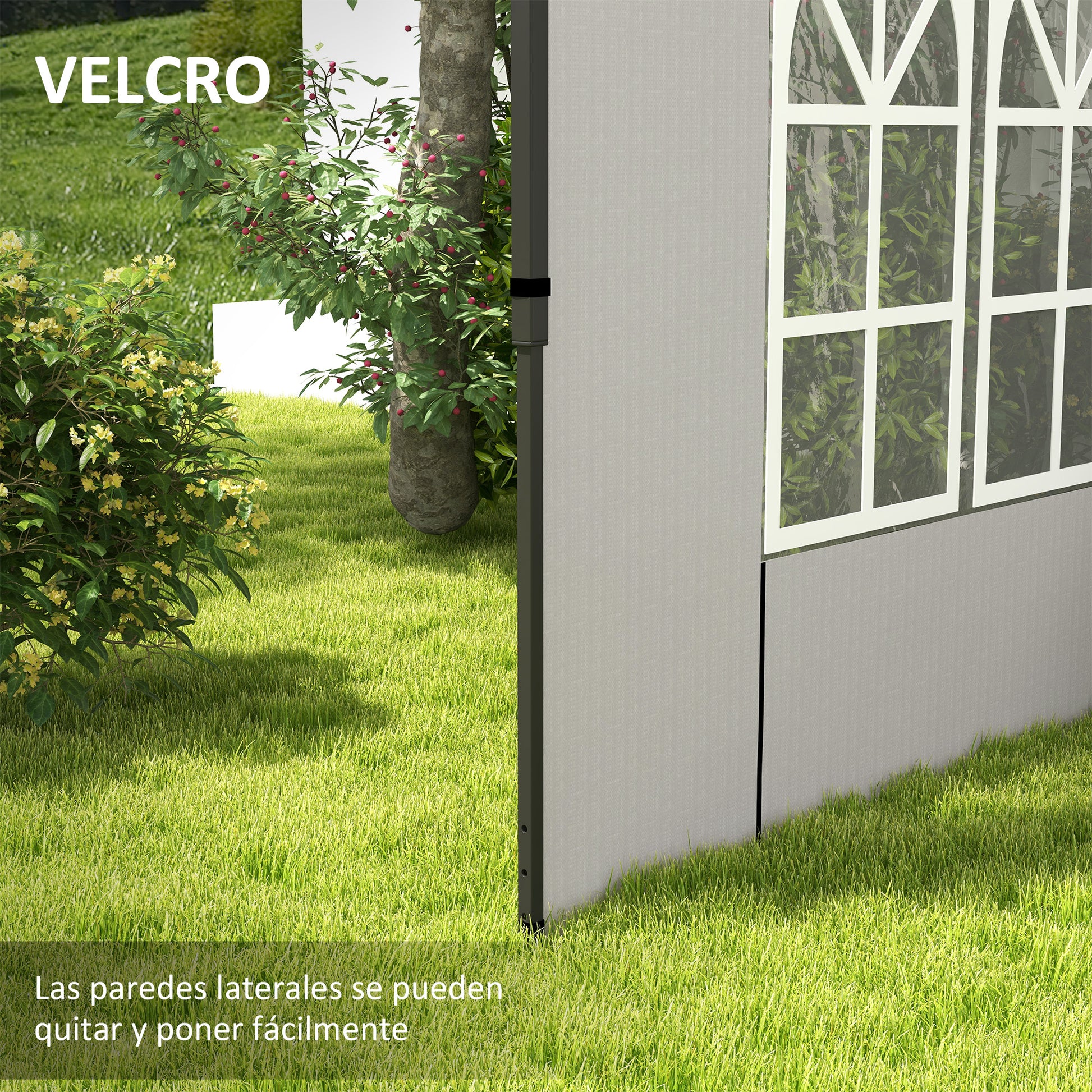 Side Walls for 3x3 m and 3x6 m Gazebo Set of 2 Walls with Windows 293x193 cm White