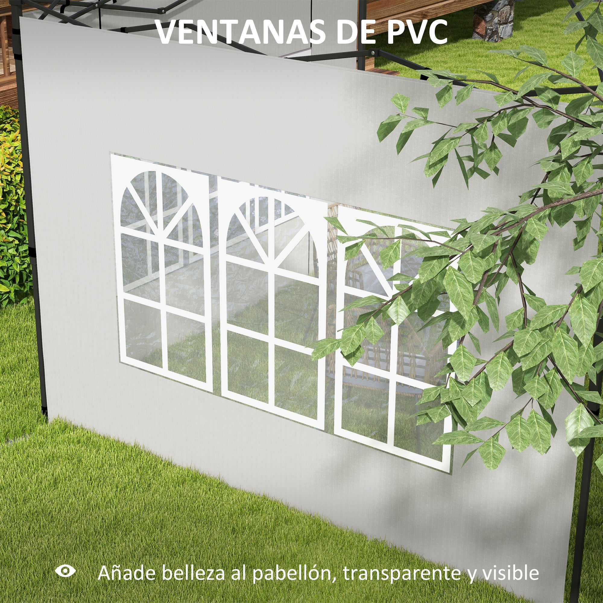 Side Walls for 3x3 m and 3x6 m Gazebo Set of 2 Walls with Windows 293x193 cm White